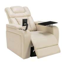 MERAX 270 Degree Swivel PU Leather Power Recliner Individual Seat Home Theater Recliner With Comforable Backrest, Tray Table, Phone Holder, Cup Holder, USB Port, Hidden Arm Storage For Living Room - trắng - Xem 11