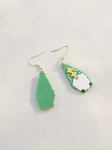 1對可愛且時尚的聖派翠克節綠色老人3d聚合物粘土吊墜耳環,適合女孩派對和日常穿著 - 青碧色 - 查看 3