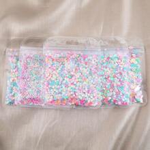 20g/pack De Cuentas De Relleno De Plástico Brillante De Color Aleatorio En Múltiples Formas: Corazón, Estrella, Conejo, Concha, Copo De Nieve Y Letra Para Accesorios De Pelo Diy, Arte De Uñas Y Decoración De Productos De Silicona Al Por Mayor