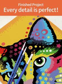 1套afuly兒童6-10歲根據編號繪製的畫作,豹斑貓,可愛動物,多巴胺顏色搭配,家居裝飾16x20英寸 - 黃色 - 查看 8