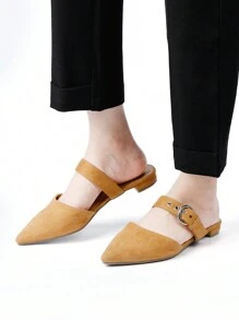 Rekayla Mules For Women Adjustable Strap Pointed Toe Backless Loafer Shoes - màu nâu - Xem 4
