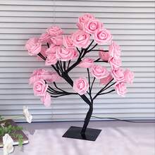 Lámpara de mesa con luces en forma de árbol de rosas LED alimentada por USB para decoración del hogar, fiestas, bodas y dormitorio, un regalo - Rosa - Ver 4