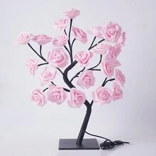 Lámpara de mesa con luces en forma de árbol de rosas LED alimentada por USB para decoración del hogar, fiestas, bodas y dormitorio, un regalo - Rosa - Ver 3