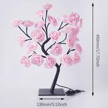 Lámpara de mesa con luces en forma de árbol de rosas LED alimentada por USB para decoración del hogar, fiestas, bodas y dormitorio, un regalo - Rosa - Ver 5