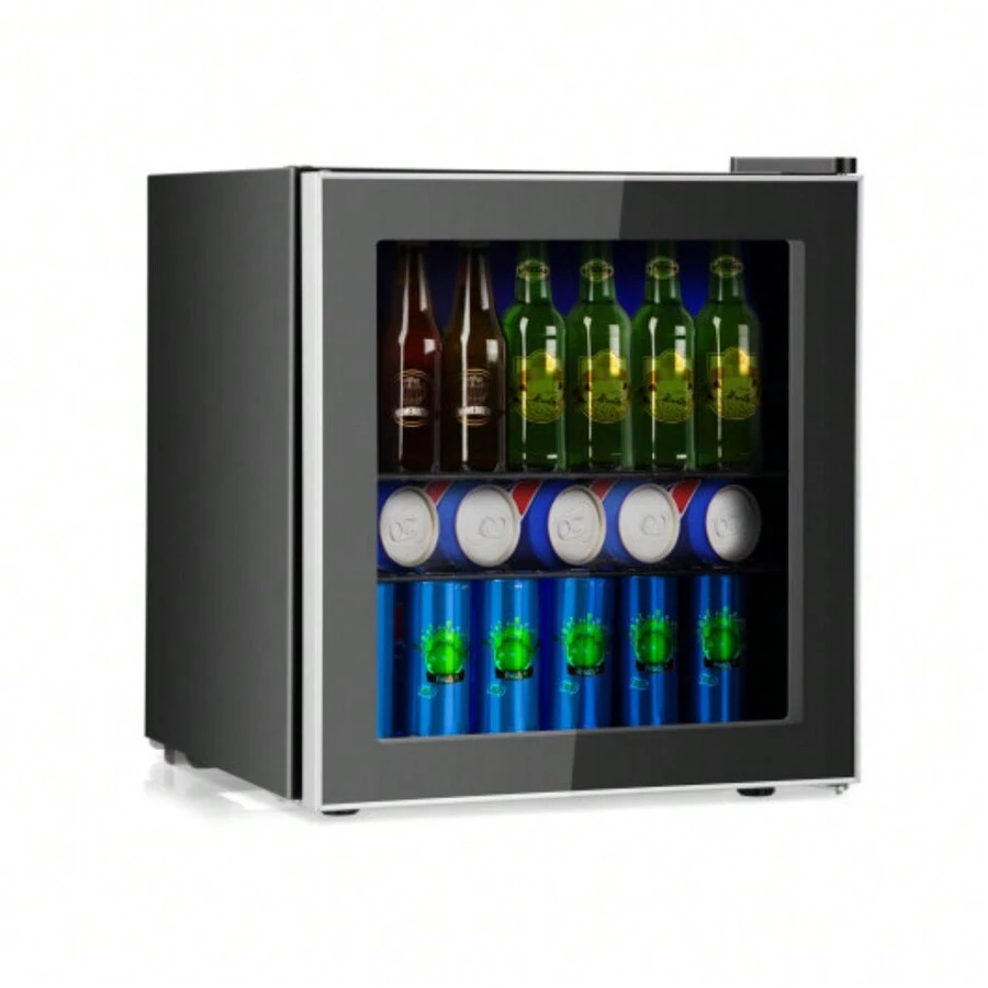 60 Can Beverage Mini  Refrigerator with Glass Door - Black - View 1