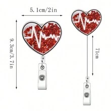 1pc Acrylic Heart Shaped Liquid-Stuffed Retractable Badge Reel, Ideal For Doctors And Nurses - Multicolor - View 2
