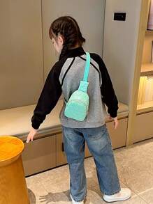 Kids' Crossbody Sling Bag, Cute Princess Pu Leather Embroidery Thread Fashion Chest Bag For Boys And Girls - Green - View 1