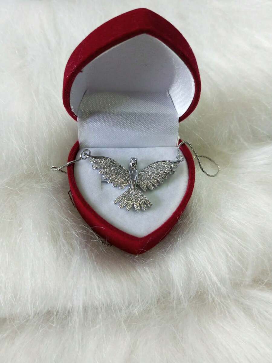 Colar Feminino Divino Espirito Santo Cravejado Zircônia Cristal - Prata - Visão 1