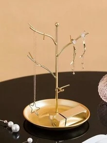 1 件多功能鐵製珠寶展示架,適用於耳環、項鍊、托盤形狀 - 金色 - 查看 3