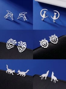 1 Paar Edelstahl-ohrstecker In Tier-, Schneeflocken-, Stern-, Mond- Und Herzform Für Damen, Niedlicher Miniatur-ohrschmuck, Geburtstags- Und Weihnachtsgeschenk