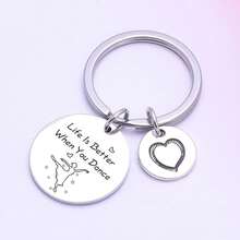 1pc Unisex Stainless Steel Dancing Girl Keychain With Creative & Artistic European & American Style Design, Ideal Gift For Dance Lovers, Dance Teachers, Valentine's Day - Silver - View 5