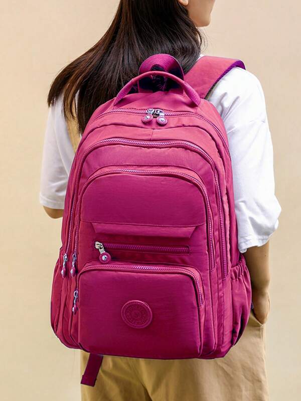 CHIC ROSA Mochila de náilon repelente de água de grande capacidade simples e leve bolsa de computador bolsa escolar de estudante KPL