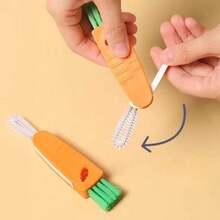 1pc Carrot Shaped Cup Cover & Cover & Baby Bottle & Blind Spot Cleaning Brush, Multi-Functional - Orange - View 3