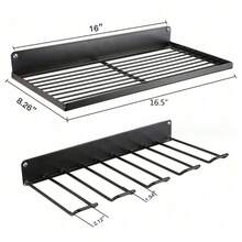 2 Pieces Power Tool Organizer - Drill Rack Wall Mount - Heavy Duty Tool Rack - Floating Tool Rack Wall Mount Tool Storage Rack - Black - Black - View 2