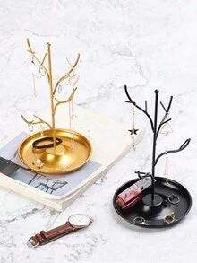 1 件多功能鐵製珠寶展示架,適用於耳環、項鍊、托盤形狀 - 金色 - 查看 7