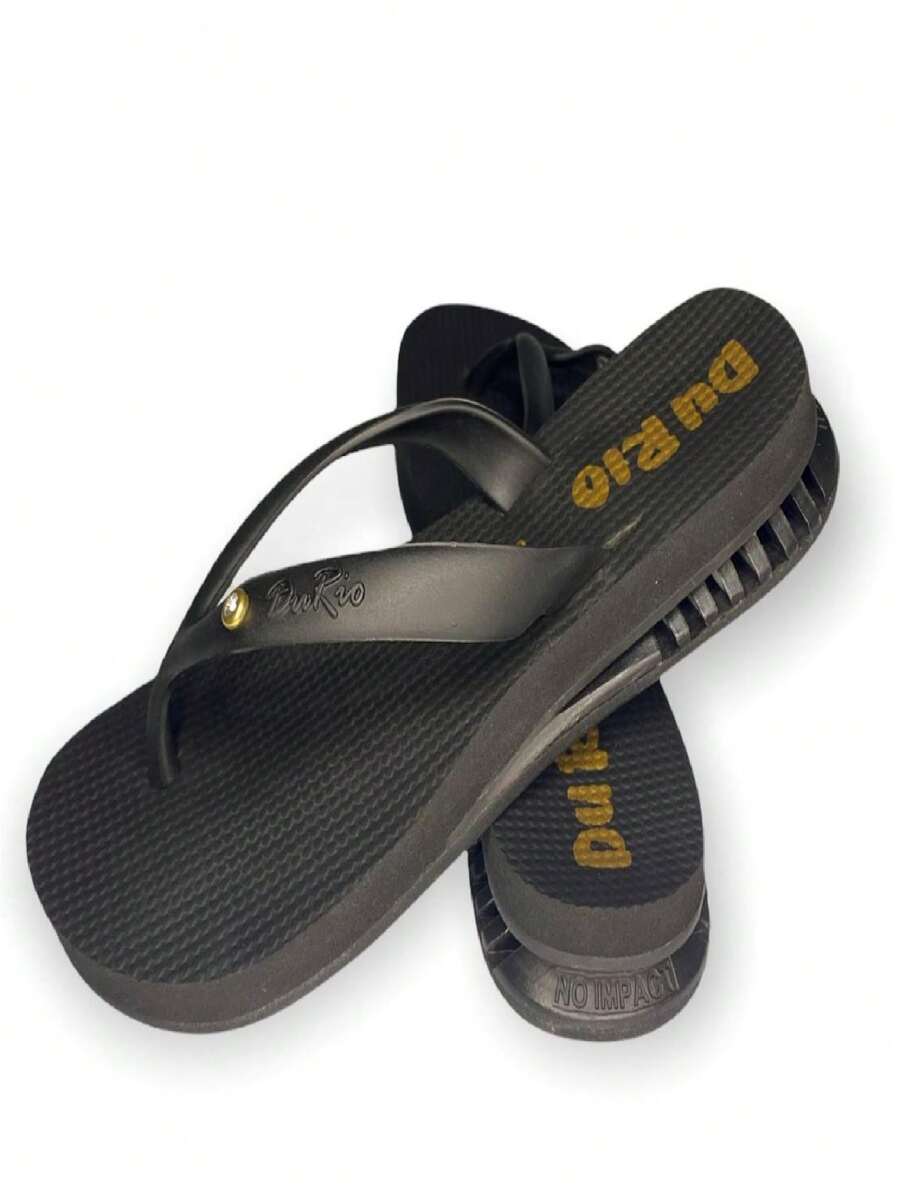 DU RIO Chinelo Feminino DuRio Air – Sandálias Femininas Conforto com Salto Ortopédico para Esporão e Fascite, Look Ano Novo, Natal, Vestido Longo Verão, Conjunto Feminino Elegante e Shorts Feminino - Preto - Visão 1
