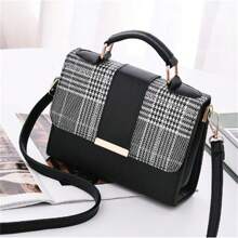 Korean Style Color-Block Shoulder Bag & Crossbody Bag & Handbag For Women - Black - View 1