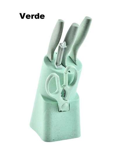 Set de 6 cuchillos de paja de trigo para uso doméstico, cuchillos para cortar verduras, cuchillos de cocina, cuchillos de frutas de acero inoxidable, oferta del ''