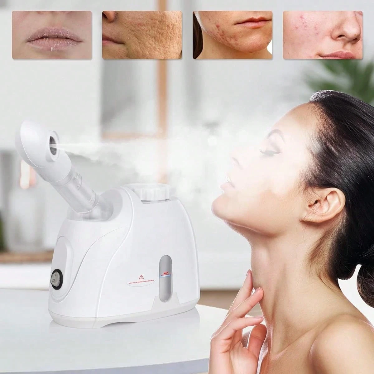 NewWay Facial Steamer With Extendable Arm Steaming Warm Mist Humidifier