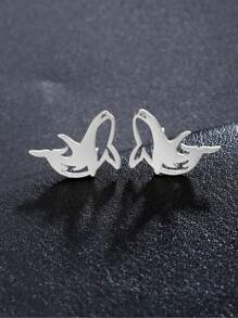 1 Paar Edelstahl-ohrstecker In Tier-, Schneeflocken-, Stern-, Mond- Und Herzform Für Damen, Niedlicher Miniatur-ohrschmuck, Geburtstags- Und Weihnachtsgeschenk