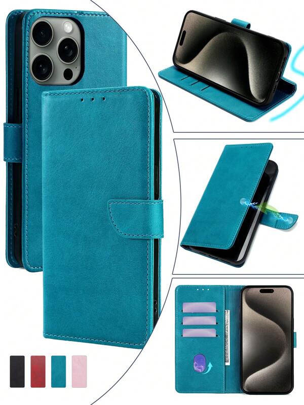 keyunfei Capa de couro de vaca azul pálido para smartphone com múltiplos compartimentos para cartões, compartimento para dinheiro, suporte para 16/16E/15/14/13/12/11/Pro Max/Plus, Galaxy S25/S22/S21/20/S24/S23 Plus/Ultra/FE/EDGE, A90/A80/A73/A72/A56/A55/A54/A42/A41/A36/A35/A26/A25/A16/A15/A05/A04, Note 12/11S/10S/9T/9S/13C/12C/9A, POCO X7/X5/X4/X3, M7/M4/M3, F7/F3, Y7A/X9B/X9A/X8B, Reno 7/6 Lite, Pixel 9A/9 Pro/7A, OnePlus N20/N20/CE3