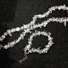 5-8mm Crystal Pebble Bead Bracelet And Necklace Set - White - View 5