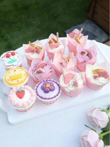 25pcs/Set Pink Muffin Cup Tart Cookie Molds, Cupcake Baking Cups For Cakes And Desserts - Pink - View 4