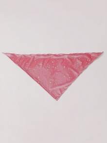 1入粉色天鵝絨星紋寵物領巾,適用於小型和中型犬 - 粉色 - 查看 1