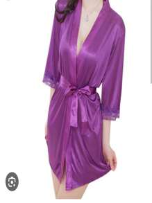 Bata de Satin para Dama - Morado - Ver 1