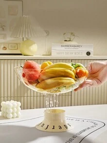 1個塑料水果碗-水晶碗-廚房櫃枱水果碗-塑料水果架-水果籃,適用於水果存儲、服務、烹飪、烘焙、廚房 - 無色 - 查看 5