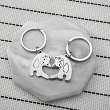 Creative Cat Holding Heart-shaped Sign Stainless Steel Keychain For Couple Backpack Car Keys Wallets Shoulder Bag Crossbody Bag Handbag Accessory Party Gift, Birthday Gift, Valentine's Day Gift, Fashionable Youth Teenage Girl Female College Student Teacher Friendship Gift - Silver - View 4