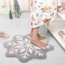 DeramHy home Nhà  1 cái Giáng sinh Trang trí Bông tuyết Phòng tắm Thảm , Trắng Xám Bông tuyết Chào mừng Tấm lót Không Trượt Hình tròn Có thể giặt được Bồn tắm Thảm Phòng tắm Bồn tắm Tấm thảm nhà bếp Đồ trang trí - bông tuyết màu xám - Xem 7