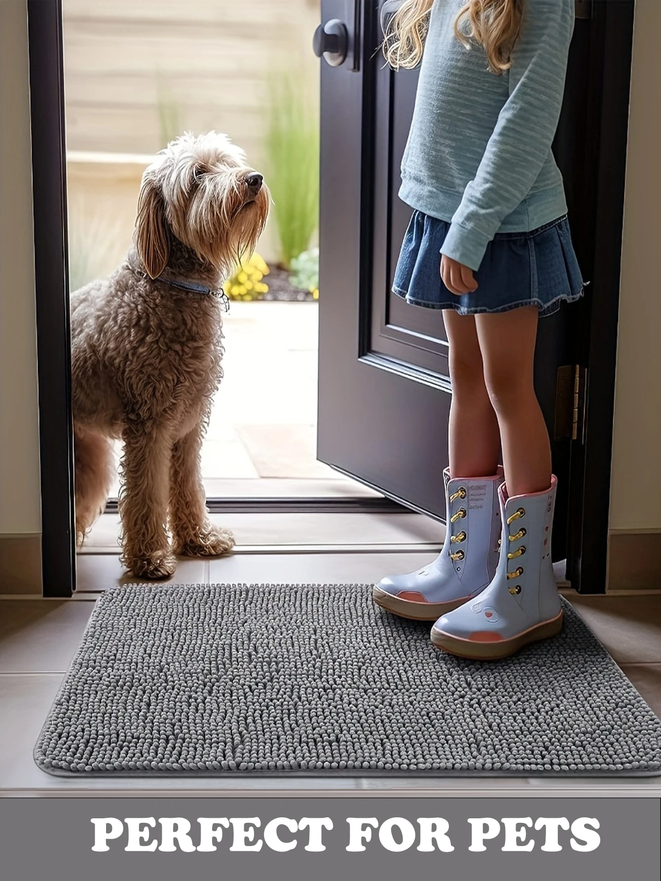 1pc Dog Door Mat For Muddy Paws, Absorbs Moisture And Dirt, Absorbent
