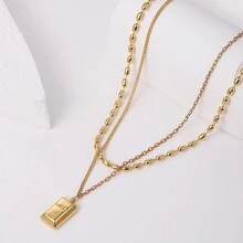 1款不鏽鋼女式金色婚禮時尚項鍊,適用於日常佩戴、約會和婚禮 - 金色 - 查看 3