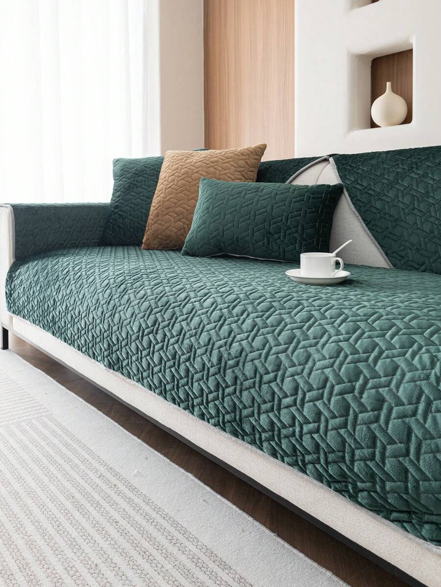 1個荷蘭刺繡天鵝絨沙發墊,加厚防塵防刮沙發套,通用沙發墊,現代輕奢風格,沙發保護罩