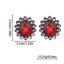1pair Vintage Palace Style Oval Shaped Luxury Rhinestone Embedded Unique Ear Accessories - Multicolor - View 4