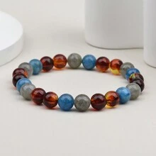 1條天然石頭彩色修復水晶彈性手鍊,包括雪玉和雨石,男女皆宜的節慶和約會禮物 - Rainbow Turquoise - 查看 9
