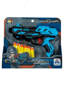 SOFT BULLET LONG RANGE PROJECTILE SHOOTING TOY GUN WITH 6 SAFE DARTS - FAST LAUNCH AND SPRING MECHANISM - THE IDEAL TOY FOR ROLE PLAYING