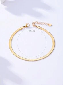 1入流行金屬平面迷彩鏈紋腳鏈，適合女性日常佩戴 - 金黃色 - 查看 5