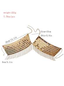 1件女性性感閃閃發光的鏈條項鍊身鏈內衣飾品 - 金色 - 查看 7