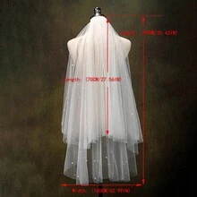 1pc Bridal Veil With Double-Layered Tulle & Faux Pearl Embellishments For Wedding Photoshoot - Beige - View 5