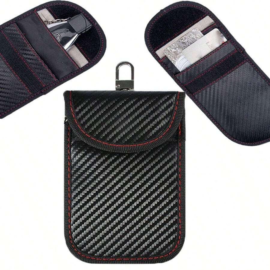 1入車鑰匙訊號阻隔盒,新款碳纖維 Rfid 阻隔無鑰匙進入遙控車鑰匙訊號阻隔盒,防盜防丟盒 - 黑色 - 查看 1