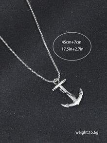 1入降落傘和錨款龐克風復古項鍊,適合男士日常穿搭 - 復古銀色 - 查看 3