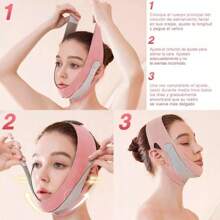 Faja Mentonera Reduce Papada Cachete Moldea Arrugas - Rosa coral - Ver 3