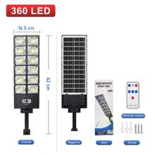 16000LM 太阳能 LED 灯 - 户外最强太阳能灯，720 个 LED，3 种模式，遥控，防水花园和路灯 - 黑色 - 查看 12