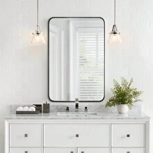 Rectangle Metal Frame Bathroom Mirror Vanity Mirror For Wall, High-Definition Glass, Rust-Resistant, Corrosion-Resistant - màu đen - Xem 9
