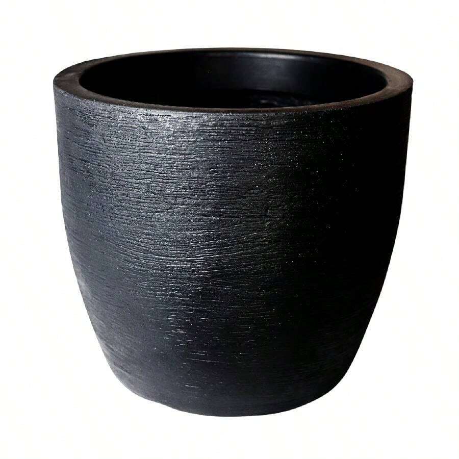 Decorative Plant Pot Round Cone Luxury Modern Model Grafiato Garden And Balcony - màu đen - Xem 1