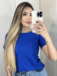 Women T-Shirts - 寶藍色 - 查看 4