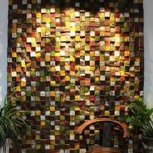 1pc Wood Mosaic Decomposition Stickers, Home 3d Colorful Background Wooden Decoration Wall Board Material For Bar Counter, Hallway And Entryway - Multicolor - View 2