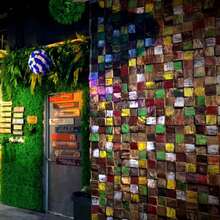 1pc Wood Mosaic Decomposition Stickers, Home 3d Colorful Background Wooden Decoration Wall Board Material For Bar Counter, Hallway And Entryway - Multicolor - View 4